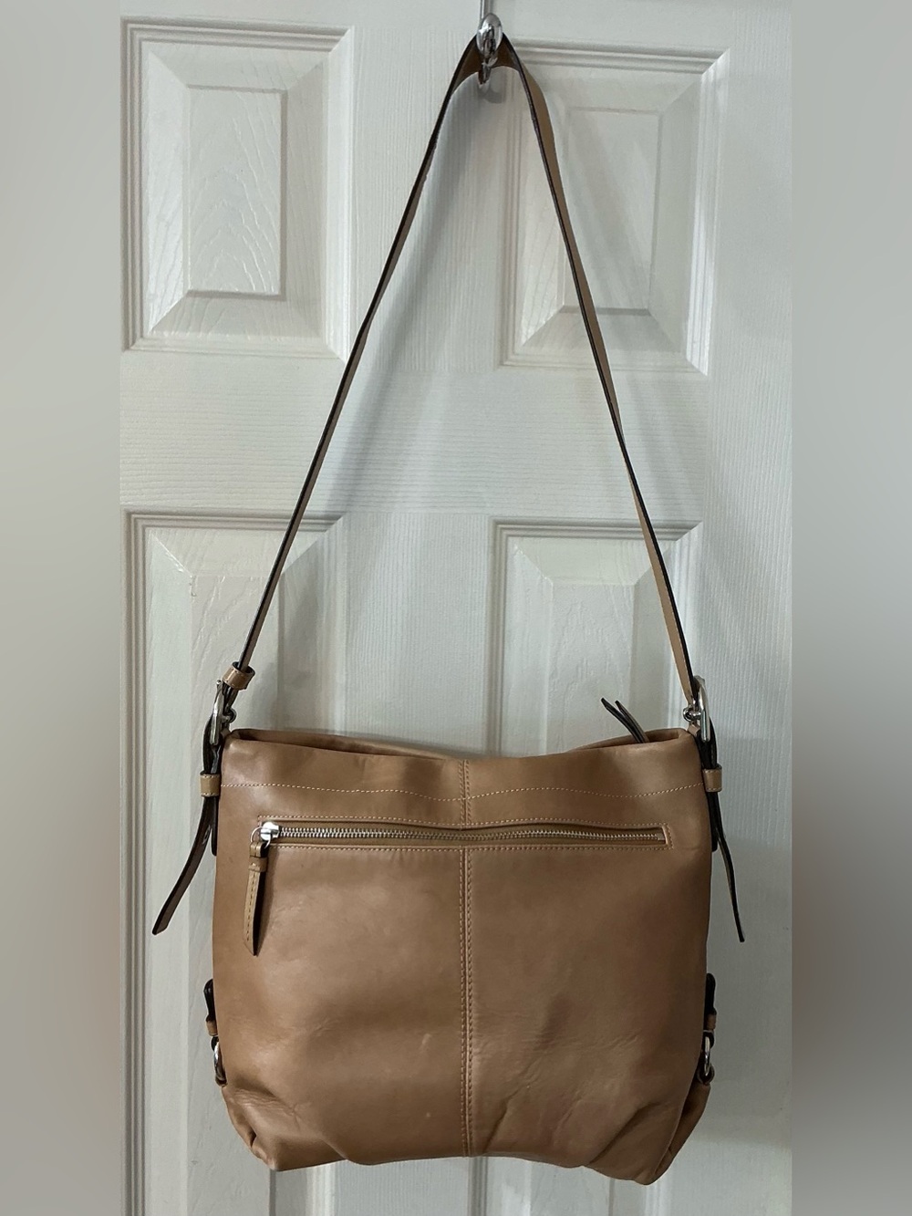 Coach C1076-F15064 Tan Brown Leather Large Purse Hobo Shoulder Handbag